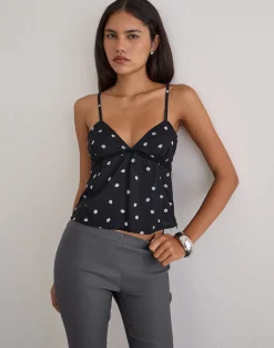 Bluesa Cami Top in Ditsy Rose Black