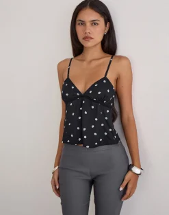 Bluesa Cami Top in Ditsy Rose Black