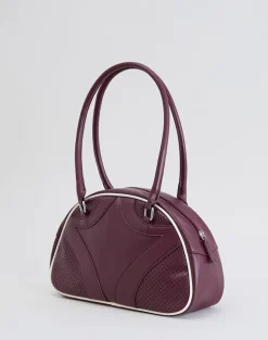 Bowler Bag in Cream and Burgundy