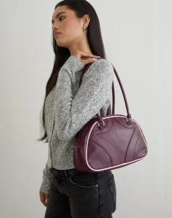 Bowler Bag in Cream and Burgundy