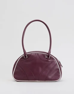 Bowler Bag in Cream and Burgundy