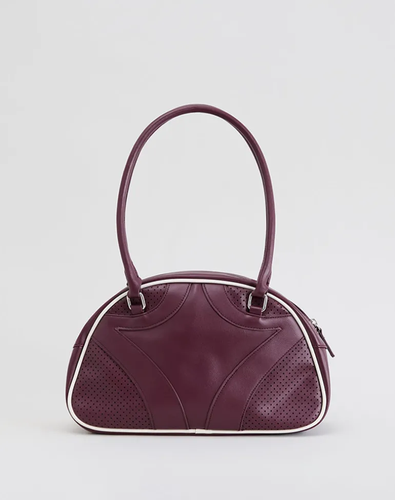 Bowler Bag in Cream and Burgundy