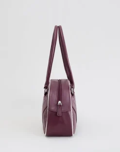 Bowler Bag in Cream and Burgundy