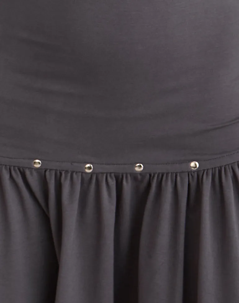Brani Studded Mini Dress in Charcoal Grey