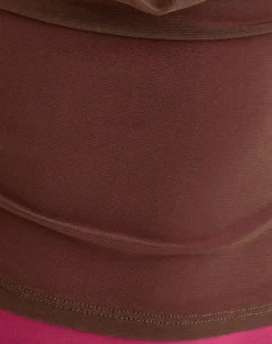 Branjali Top in Mesh Brown with Hot Pink Lining