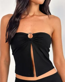Brea Hardware Butterfly Top in Rayon Jersey Black