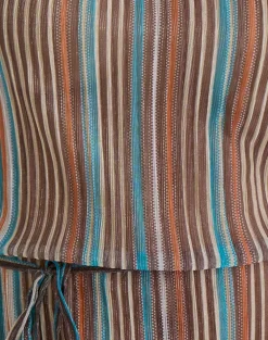 Brienne Top in Blue and Brown Shimmer Sheer Plisse