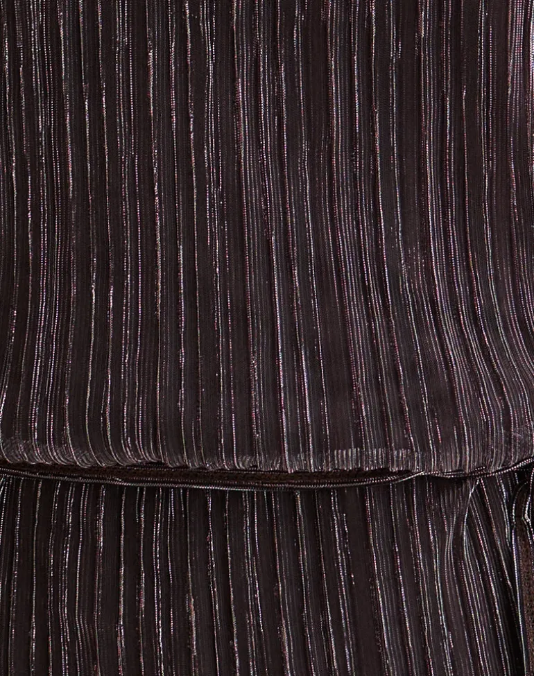 Brienne Top in Brown Shimmer Sheer Plisse