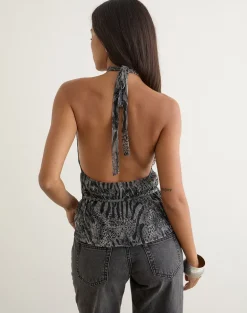Brienne Top in Plisse Leopard Grey