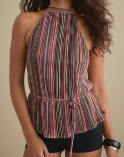 Brienne Top in Shimmer Plisse Multicolour Brown