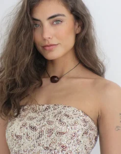 Brilia Bandeau Top in Paisley Sequin Gold
