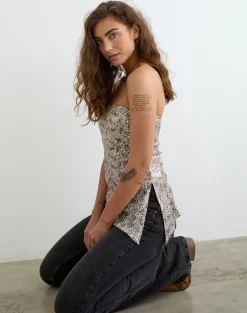 Brilia Bandeau Top in Paisley Sequin Gold