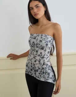 Brilia Bandeau Top in Sequin Flower Grey