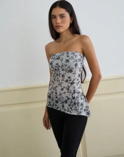 Brilia Bandeau Top in Sequin Flower Grey