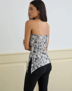 Brilia Bandeau Top in Sequin Flower Grey