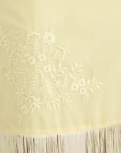 Brisea Mini Dress in Lemon with Vintage Bloom Embroidery