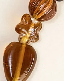 Brown and Yellow Glass Beaded Gold Plated Necklace