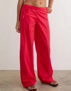 Brun Trouser with Tie in Poplin Scarlet Red