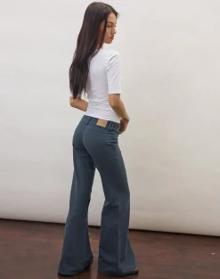 Buckle Flare Trouser in Air Force Blue