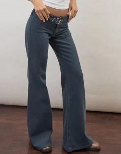 Buckle Flare Trouser in Air Force Blue