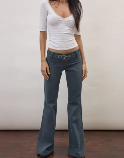 Buckle Flare Trouser in Air Force Blue