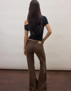 Buckle Flare Trouser in Dark Brown