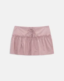 Buffy Mini Skirt with Eyelets in Poplin Dusty Rose