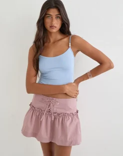 Buffy Mini Skirt with Eyelets in Poplin Dusty Rose