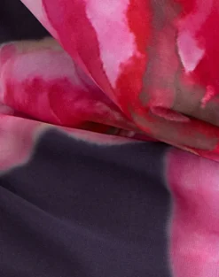 Bujau Plunge Cowl Neck Top in Purple Chiffon with Desert Flower