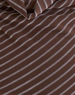Bujou Cowl Top in Diagonal Stripe Flocked Brown and Cream