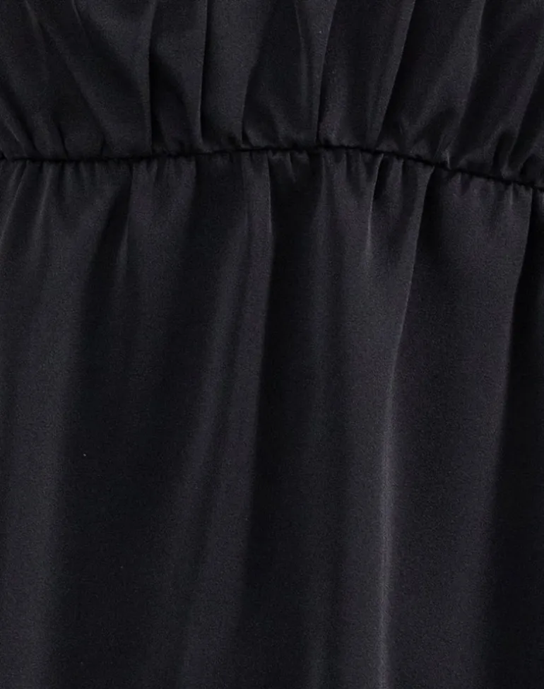 Cadenza Square Neck Slip Mini Dress in Black