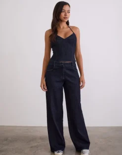 Caira Chambray Halter Top in Indigo