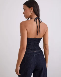 Caira Chambray Halter Top in Indigo