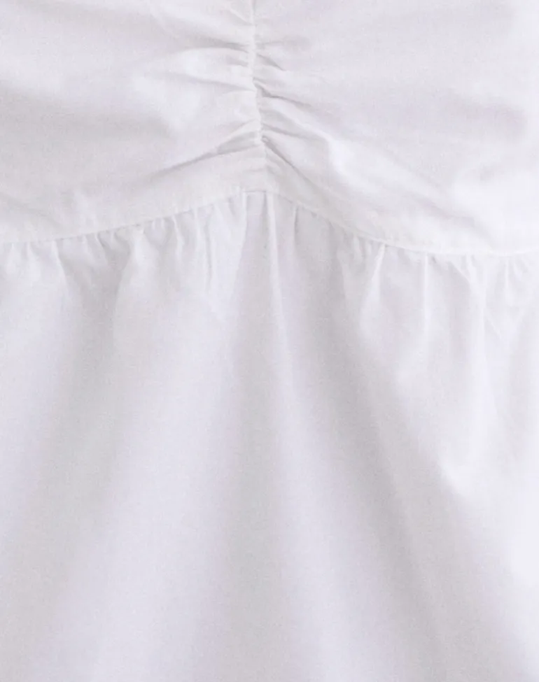 Caixia V Neck Blouse in Poplin White
