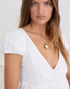 Caixia V Neck Blouse in Poplin White