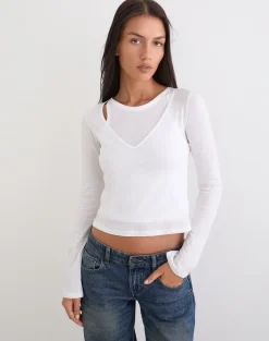 Cak Long Sleeve Top in Tissue Jersey White