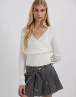 Calina Skirt in Floral Embroidery Tailoring Charcoal
