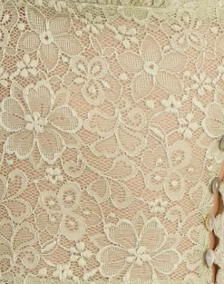 Calora Top in Stretch Lace Sage with Pearl Button