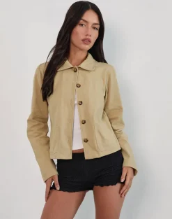 Calva Boxy Jacket in Tan