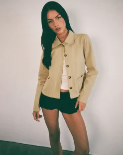 Calva Boxy Jacket in Tan
