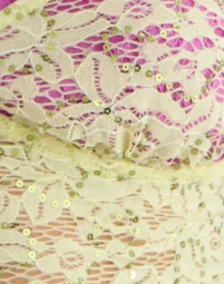 Calya Cami Top in Double Layer Sequin Lace Lime and Pink