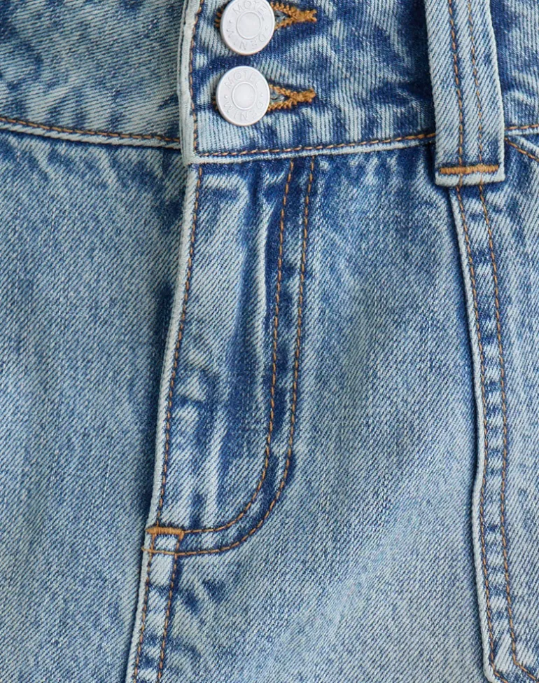 Cargo Denim Mini Skirt in Vintage Blue Wash