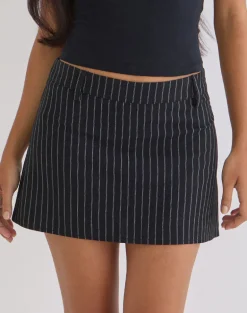 Carlin Mini Skirt in Tailoring Pinstripe Black
