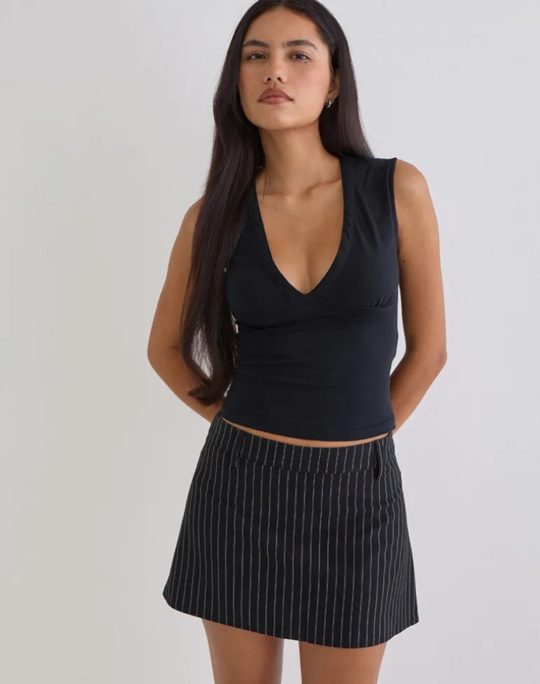 Carlin Mini Skirt in Tailoring Pinstripe Black