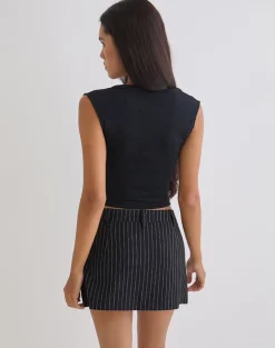 Carlin Mini Skirt in Tailoring Pinstripe Black