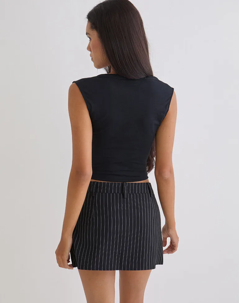 Carlin Mini Skirt in Tailoring Pinstripe Black