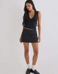 Carlin Mini Skirt in Tailoring Pinstripe Black