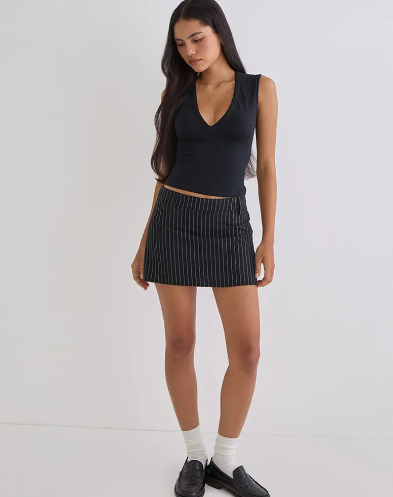 Carlin Mini Skirt in Tailoring Pinstripe Black