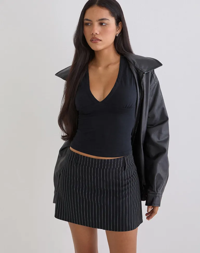 Carlin Mini Skirt in Tailoring Pinstripe Black