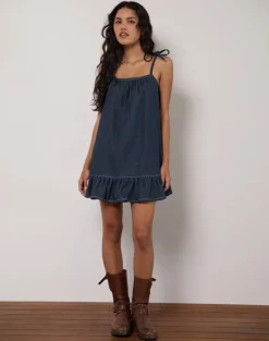 Carlisle Mini Dress in Chambray Indigo